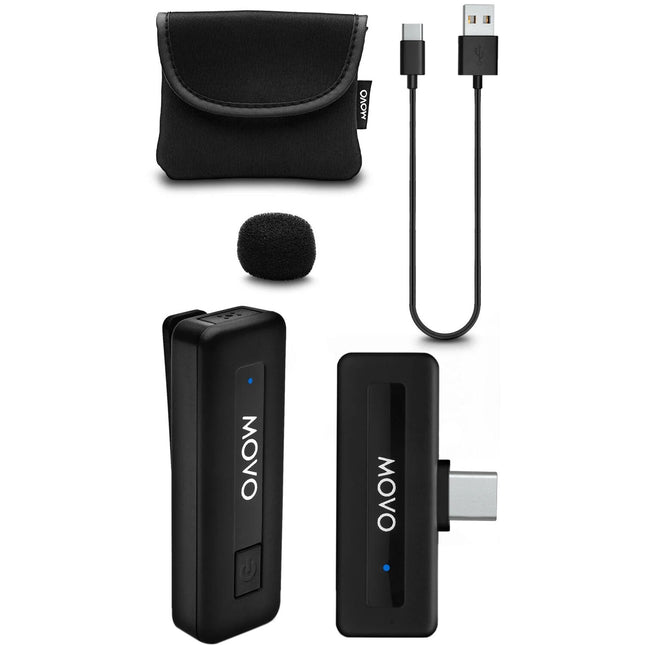 Movo Photo Mini UC Micrófono Inalámbrico para USB-C 164ft Batería 10h