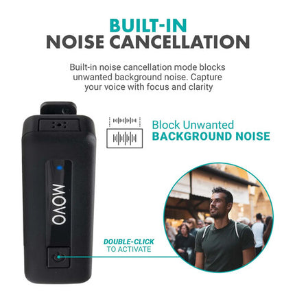 Movo Photo Mini UC Micrófono Inalámbrico para USB-C 164ft Batería 10h