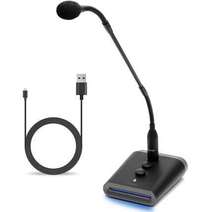 Movo Photo GM-7 Micrófono USB Cardioide Gooseneck Flexible 19" RGB LED