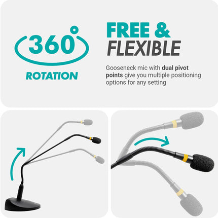 Movo Photo GM-9 Micrófono Condensador Cardioide Flexible 18" con Base XLR