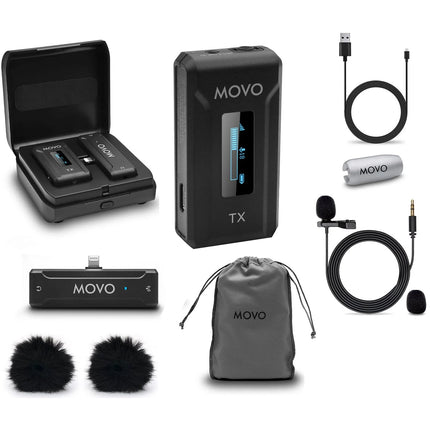 Movo Photo WMX-2-L Sistema de Micrófono Inalámbrico para iOS 328' Alcance Dual-Canal
