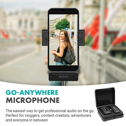 Movo Photo WMX-2-L Sistema de Micrófono Inalámbrico para iOS 328' Alcance Dual-Canal