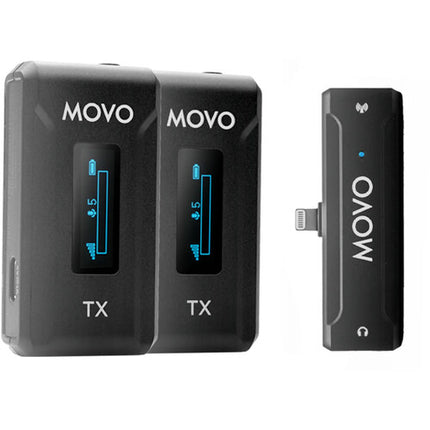 Movo Photo WMX-2-L-DUO Micrófono Inalámbrico Dual para iOS Alcance 100m Pantalla OLED Estuche Carga