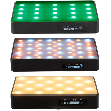 Genaray RGB-CP425 Panel de Luz LED RGB Compacto para Cámara 192 Lux 5600K 3.9x2.5" Kit Incluido