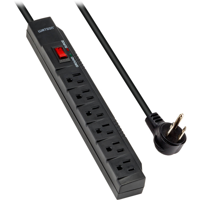 Watson Protector Contra Sobretensiones 6 Enchufes 1200 Joules Negro