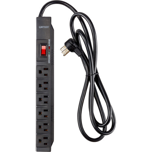 Watson Protector Contra Sobretensiones 6 Enchufes 1200 Joules Negro