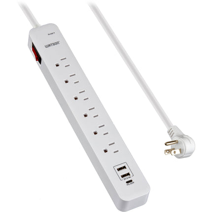 Watson Protector de Sobretensión 6 Tomas 450 Julios USB Blanco