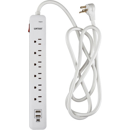 Watson Protector de Sobretensión 6 Tomas 450 Julios USB Blanco