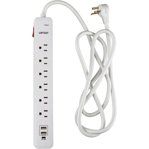 Watson Protector de Sobretensión 6 Tomas 450 Julios USB Blanco