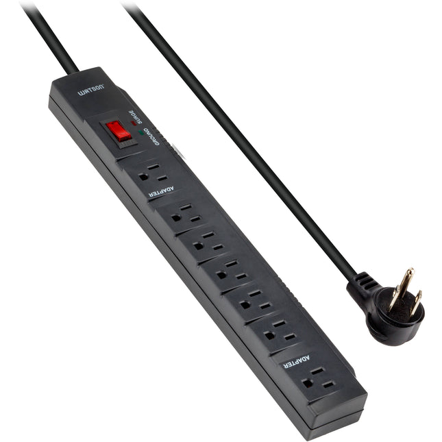 Watson Protector de Sobretensión 7 Enchufes 1200 Julios 6 Pies Negro
