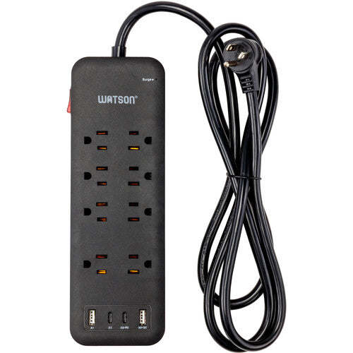 Watson Protector Contra Sobretensiones 8 Tomas 2450 Julios USB Negro