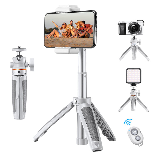 K&F Concept Trípode de Escritorio con Bluetooth Plata altura 34 cm capacidad 2 kg
