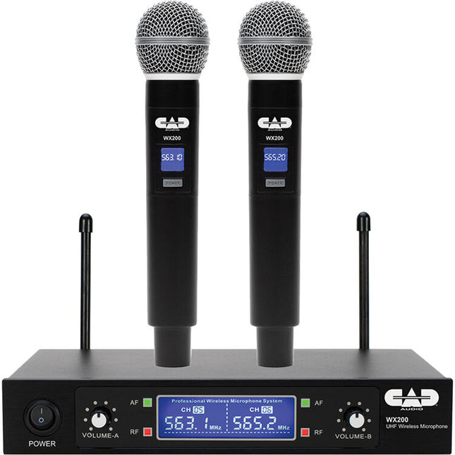 CAD WX200 Sistema de Micrófonos Inalámbricos de Mano para 2 Personas con 10 Horas de Autonomía Frequencia Fija 563-565 MHz