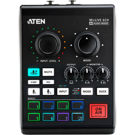 ATEN UC8000 MicLIVE mezclador de audio para podcast 6 entradas USB-C 24-Bit 96 kHz