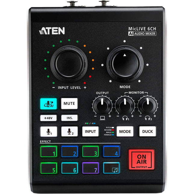 ATEN UC8000 MicLIVE mezclador de audio para podcast 6 entradas USB-C 24-Bit 96 kHz