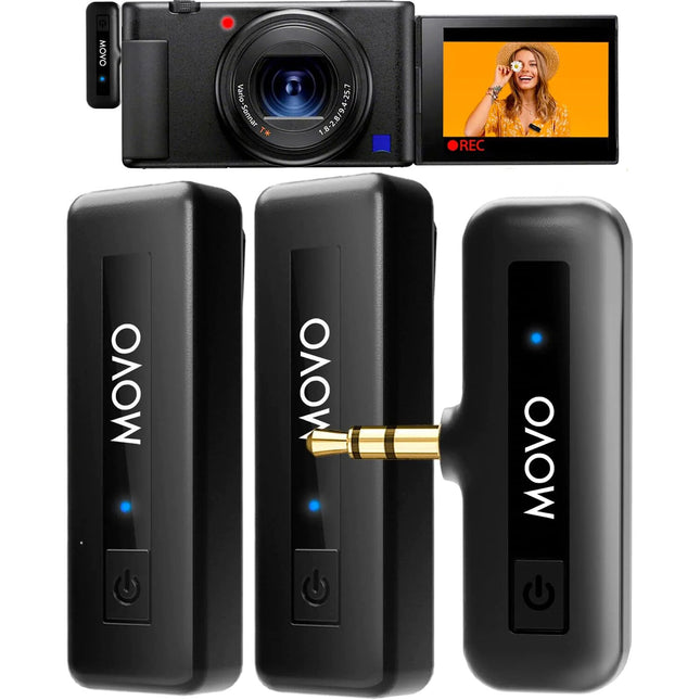 Movo Photo Mini DUO Sistema de Micrófono Inalámbrico 2 Personas 164 Pies 10 Horas Batería