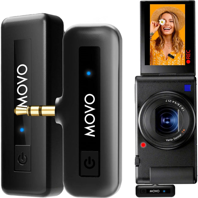 Movo Photo Mini Sistema de Micrófono Inalámbrico 2 4 GHz 164' Alcance Ideal para Vlogging