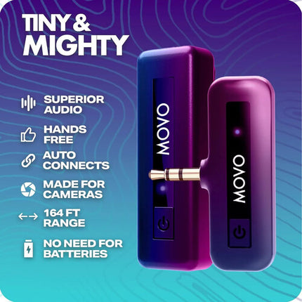 Movo Photo Mini Sistema de Micrófono Inalámbrico 2 4 GHz 164' Alcance Ideal para Vlogging