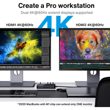 iVANKY 12 en 2 USB-C Docking Station Pro Estación de acoplamiento con 4 USB 3.2 y doble HDMI 4K