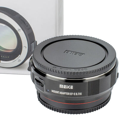 Meike 0.71x Speedbooster Adaptador para lentes EF a cámaras Sony E montaje con reducción focal y aumento apertura