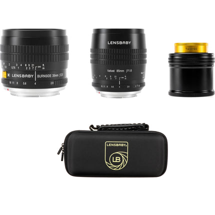 Lensbaby Pro Kit para Canon EF con lentes 85mm f1.8 35mm f2.8 60mm f2.5 y estuche