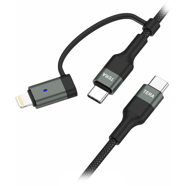 Tera Grand Cable USB-C 2.0 con Adaptador Lightning 6 pies 60W 480Mb/s
