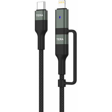 Tera Grand Cable USB-C 2.0 con Adaptador Lightning 6 pies 60W 480Mb/s