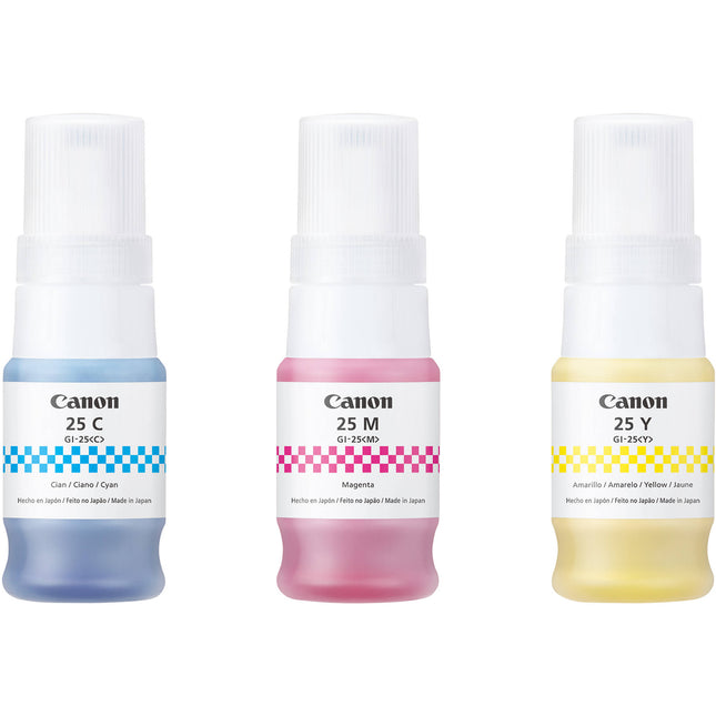 Canon GI-25 Botellas de Tinta CMY 37mL Sistema de Pigmento 4 Colores