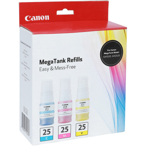 Canon GI-25 Botellas de Tinta CMY 37mL Sistema de Pigmento 4 Colores