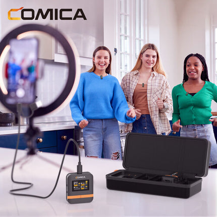 Comica Audio Vimo Q Mini Sistema de Micrófono Inalámbrico 4 Personas Blanco 656' Alcance 2.4 GHz