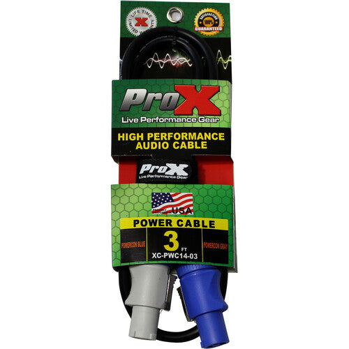 ProX cable de alimentación powerCON tipo macho gris a azul 14 AWG 0.9 m IP65