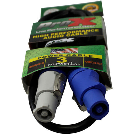 ProX cable de alimentación powerCON tipo macho gris a azul 14 AWG 0.9 m IP65