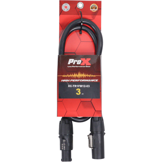 ProX Cable de alimentación 12 AWG powerCON macho a hembra 3 pies IP65