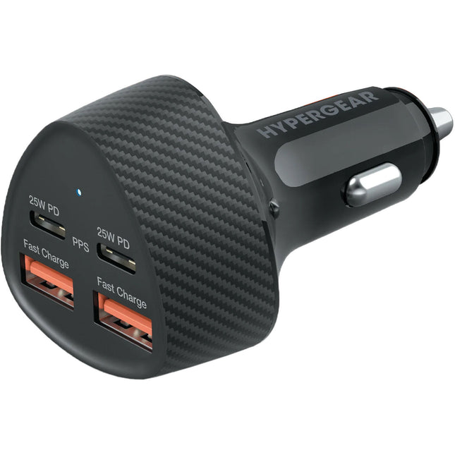 HyperGear SpeedBoost Cargador de Coche 50W 4 Puertos USB-C USB-A