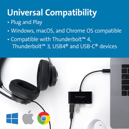 Kensington CH1200 Hub USB-C 4 Puertos USB-A 3.2 Gen 2 10 Gb/s