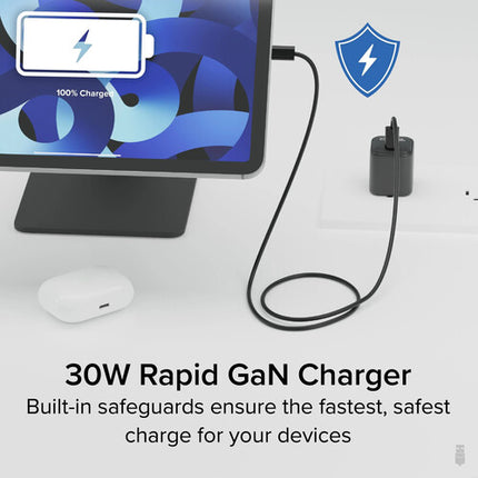 Plugable Cargador de Pared USB-C 30W GaN Negro 3 Unidades