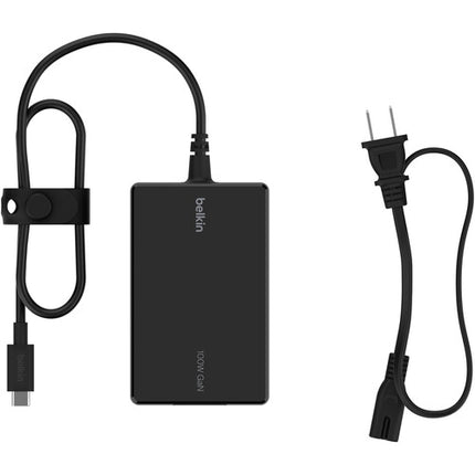 Belkin Connect Adaptador de corriente USB-C 100W GaN con cable de 8 pies y sistema de seguridad