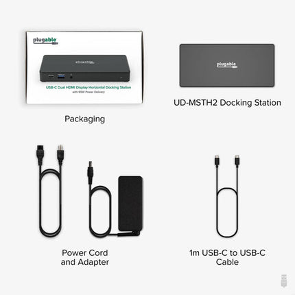 Plugable USB-C Estación de Acoplamiento Doble Pantalla 4K 65W PD