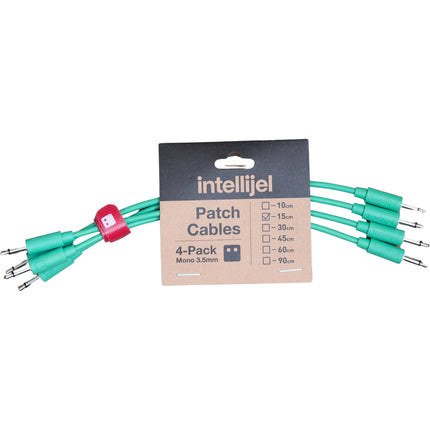 intellijel Cable Patch 3.5mm 15cm Verde Juego de 4 con Carcasa Slim