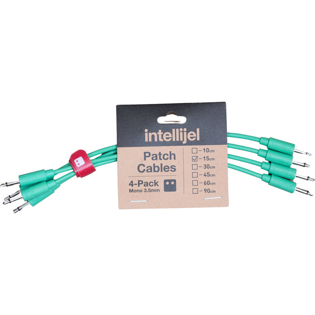 intellijel Cable Patch 3.5mm 15cm Verde Juego de 4 con Carcasa Slim