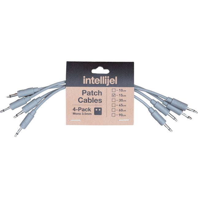 intellijel Cable Patch 3.5mm Gris 5.9" Juego 4 Piezas Slim