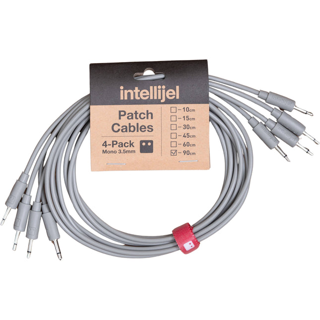 intellijel Cable de Patch 3.5mm 90cm Gris Pack de 4 con Diseño Delgado