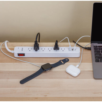Watson Protector de Sobretensión 6 Tomas 450 Julios USB Blanco