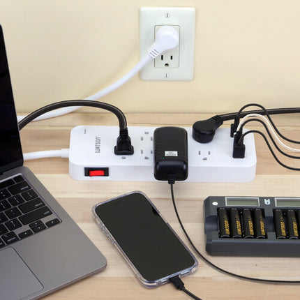 Protector de sobretensión Watson 10 tomas 2450 julios con 4 puertos USB blanco