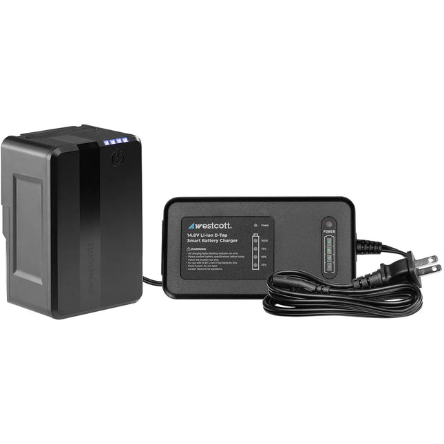 Westcott MV95 Mini batería de litio V-Mount 14.8V 6400mAh con cargador dual USB-A y D-Tap