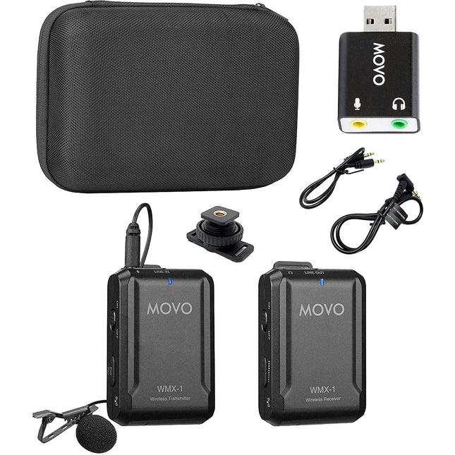 Movo Photo WMX-1 Micrófono Lavalier Inalámbrico con USB 6 Horas Batería 200 Pies Alcance
