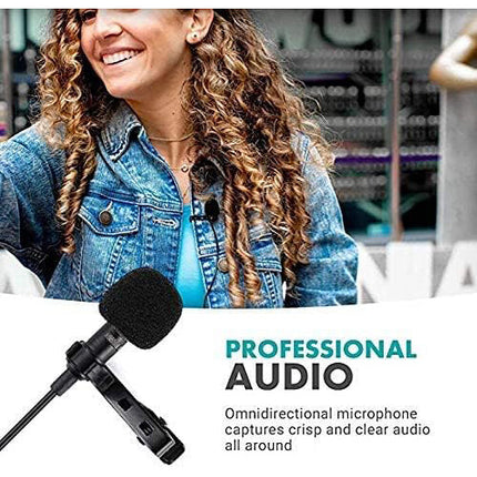 Movo Photo WMX-1 Micrófono Lavalier Inalámbrico con USB 6 Horas Batería 200 Pies Alcance