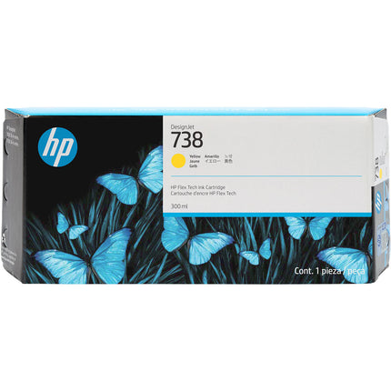 Cartucho de tinta amarillo HP 738 para impresoras gran formato 300mL