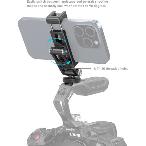 SmallRig Soporte de Metal para Teléfono con Montura Zapata Fría 2.5 a 3.5 Pulgadas 360° Rotación