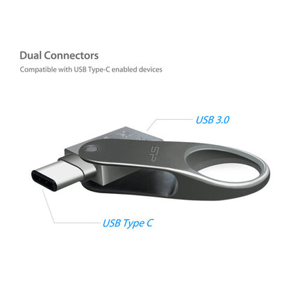 Silicon Power 64GB Pendrive USB 3.0 Tipo A y C Titanium 5 Gb/s